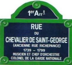 Plaque en mmoire du chevalier de Saint-George  Paris