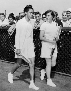 Althea Gibson lors de son premier match  l'US Open en 1950.