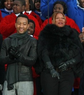 John Legend et Queen Latifah le 18 janvier aprs le concert ''We are One''