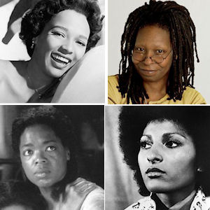 Dans le sens des aiguilles d'une montre : dorothy dandridge, whoopi goldberg, pam grier et oprah winfrey