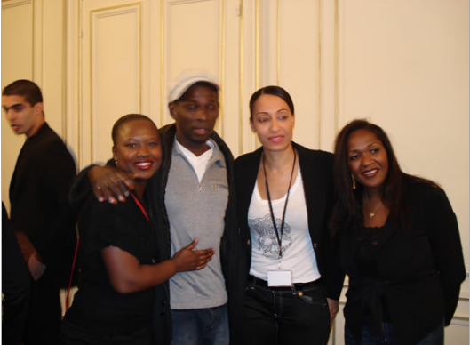 De gauche  droite : Fatou Michle de la DRIM, lhumoriste Mamane et Rene Clment